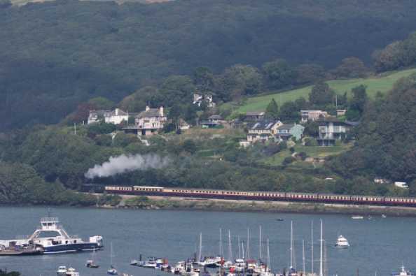 15 September 2021 - 13-35-39
It was a late night arrival back in Kingswear for the Royal Scot. It was an even later shunting operation to get the engine in the right place for the morning. Not a great snap, but atmospheric.
------------------
Royal Scot loco, 46100 departs Kingswear